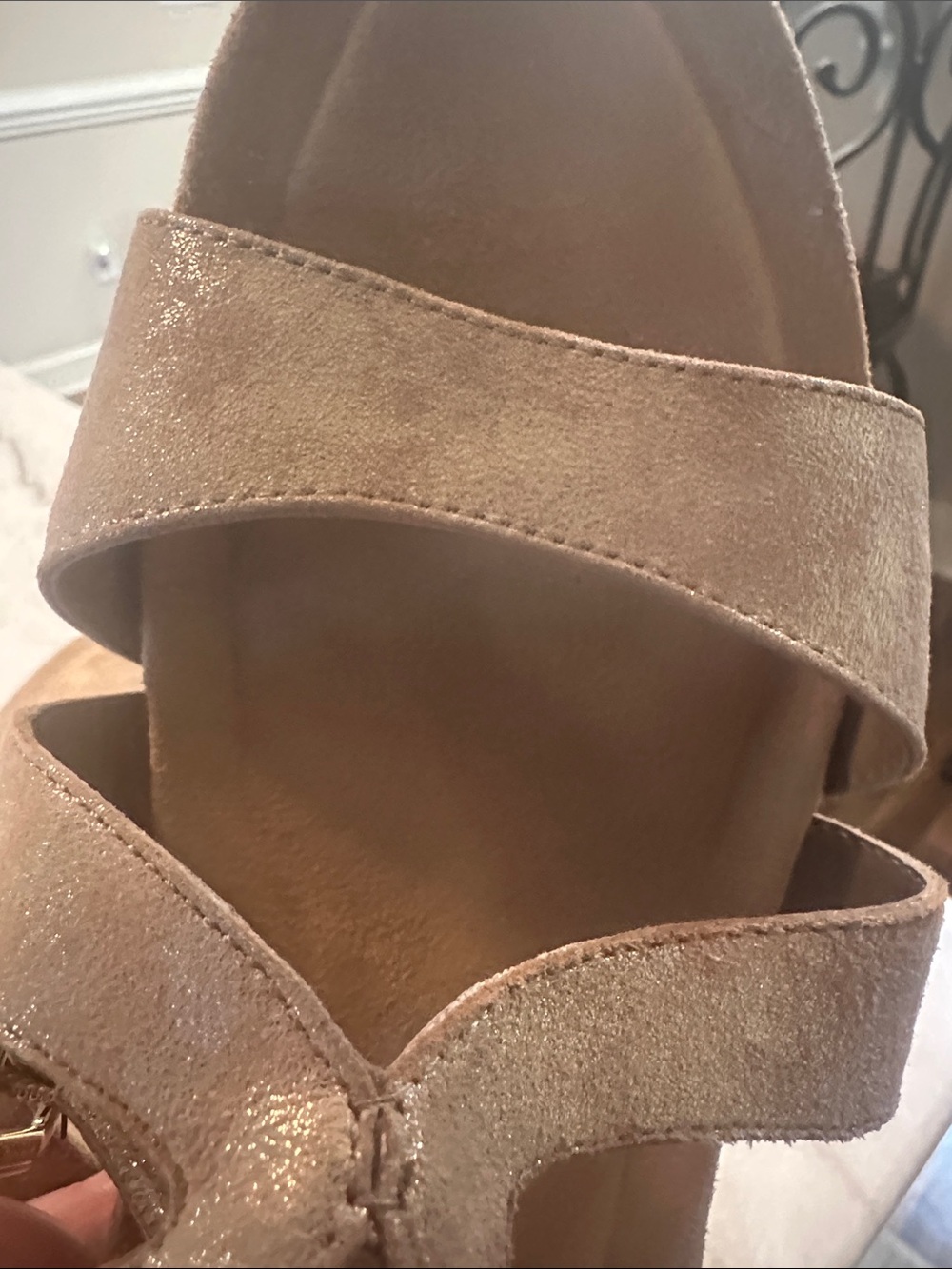 Comfortiva Metallic Gold Strappy Sandals - Picture 5 of 9